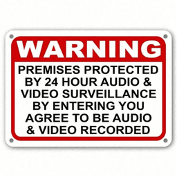 image-CIFbuy 24-Hour Surveillance Warning Sign - Metal Outdoor 20x12cm (70 characters)