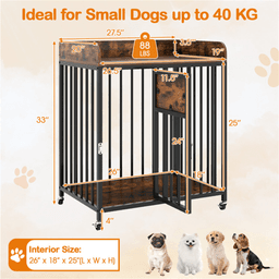 image-2-in-1 Dog Crate Furniture - Rustic Brown 27.5" Small Dogs