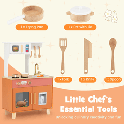 image-Orange Kids Play Kitchen - White 36.5" Anti-Tip