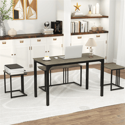 image-4-Piece Dining Table Set with Bench & 2 Stools - Oak