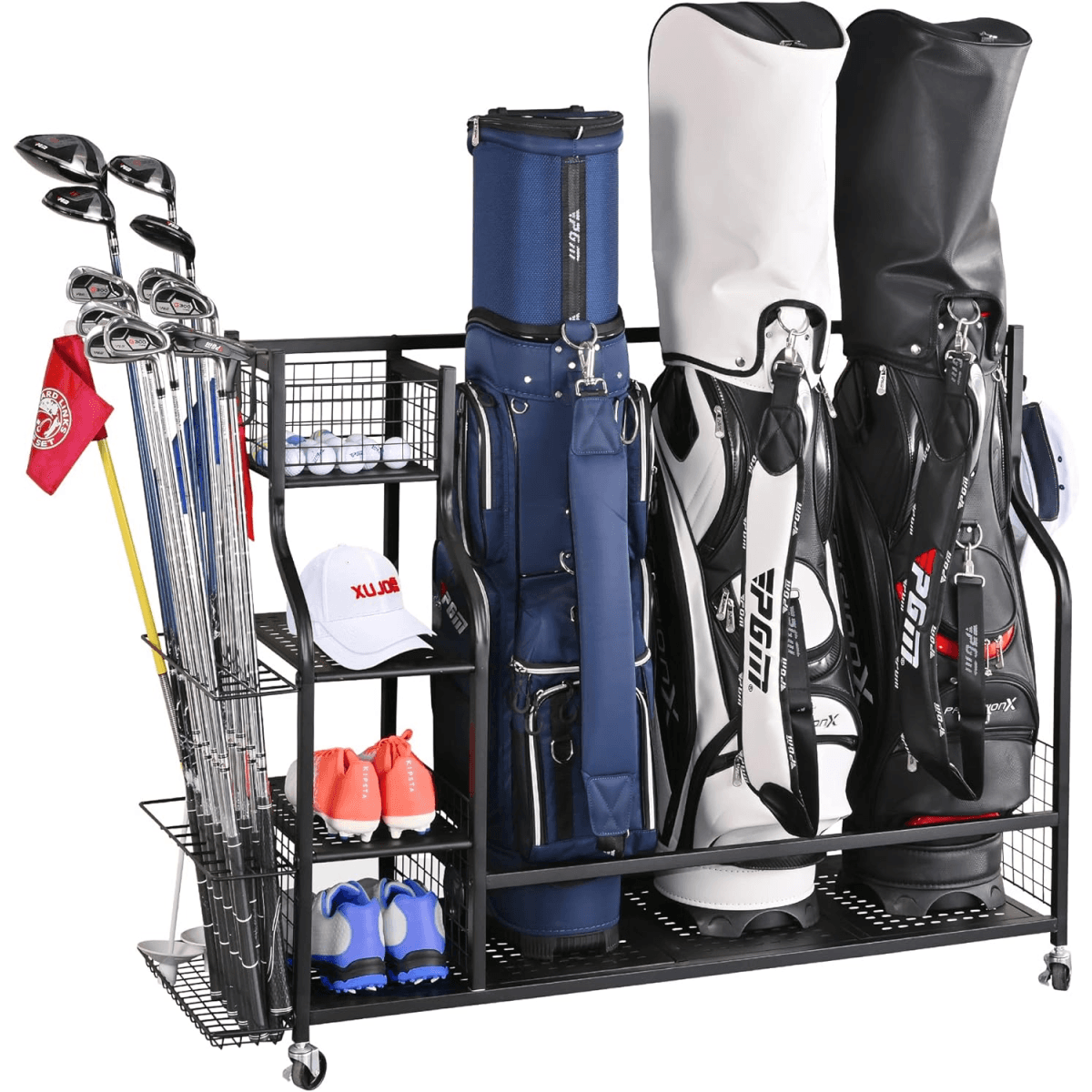 image-4 Golf Bag Organizer Garage Storage, Extra Large Golf Bag Storage Rack for Golf Bag, Golf Clubs and Golf Accessories, Golf Storage for Garage, Golf Clubs, Basement