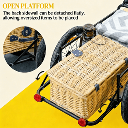 image-Bicycle Cart - Black, 17.25 Gallon Cargo, Reflective, Foldable