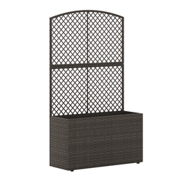 image-49" Brown Garden Bed with Trellis & Foot Pads Outdoor Planter