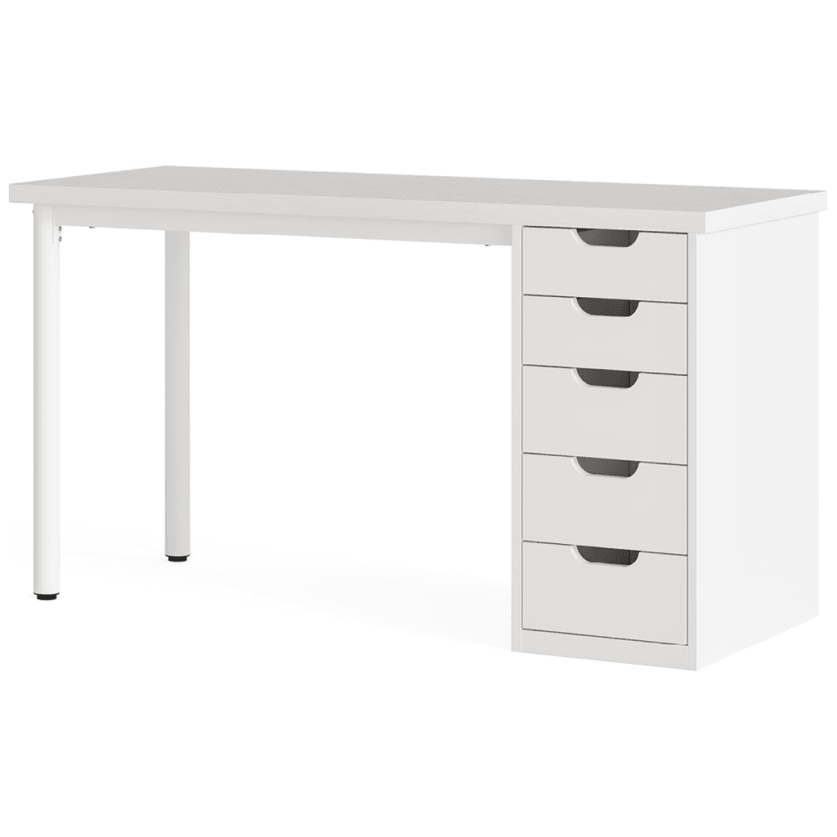 image-Computer Desk - Brown 5 Drawer