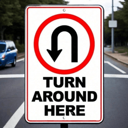 image-Vintage U-Turn Traffic Sign Metal Wall Decor - 8x12" Retro Industrial