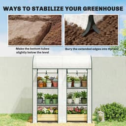 image-Garden Bed Mini Greenhouse - White, Steel, 65" Tall