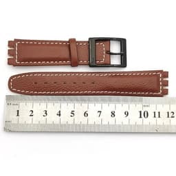 image-17mm Leather Watch Strap - Durable Cowhide Band with Metal Buckle