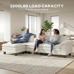 image-Sofa Bed - Beige Corduroy with Pocket Springs, 124.4" Wide, Ottoman Included