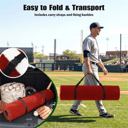image-10ft x 3ft Pitching Mat with Turf - Indoor/Outdoor Softball Practice Aid Green/Red