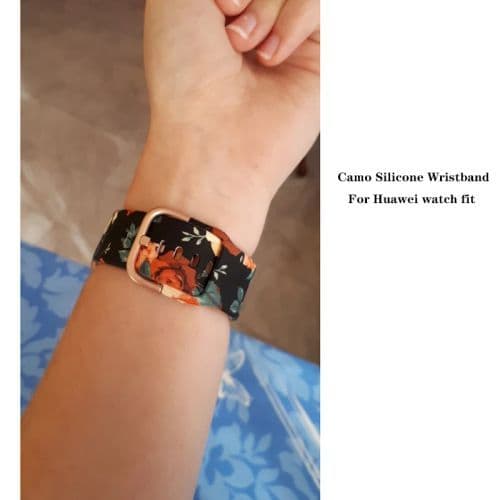 image-Aaigea Silicone Watch Band with Rose Gold Buckle for Huawei Fit Models