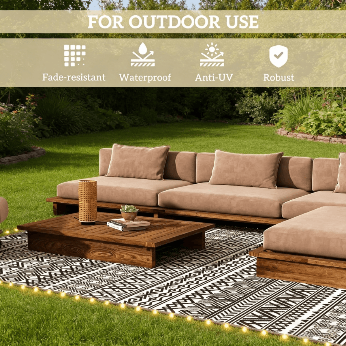 image-Reversible Outdoor Rug - Bohemian Black 120x96"
