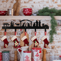 image-Elegant Christmas Wall Hooks - Multi-function Stocking Decor Black Metal Hangers
