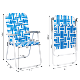image-2pcs Steel Tube PP Webbing Beach Chair Blue & White 120kg Foldable