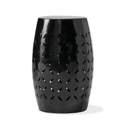 image-Accent Side Table, Cylindrical Industrial Style, 12" Black, Indoor Outdoor (Character count: 65)
