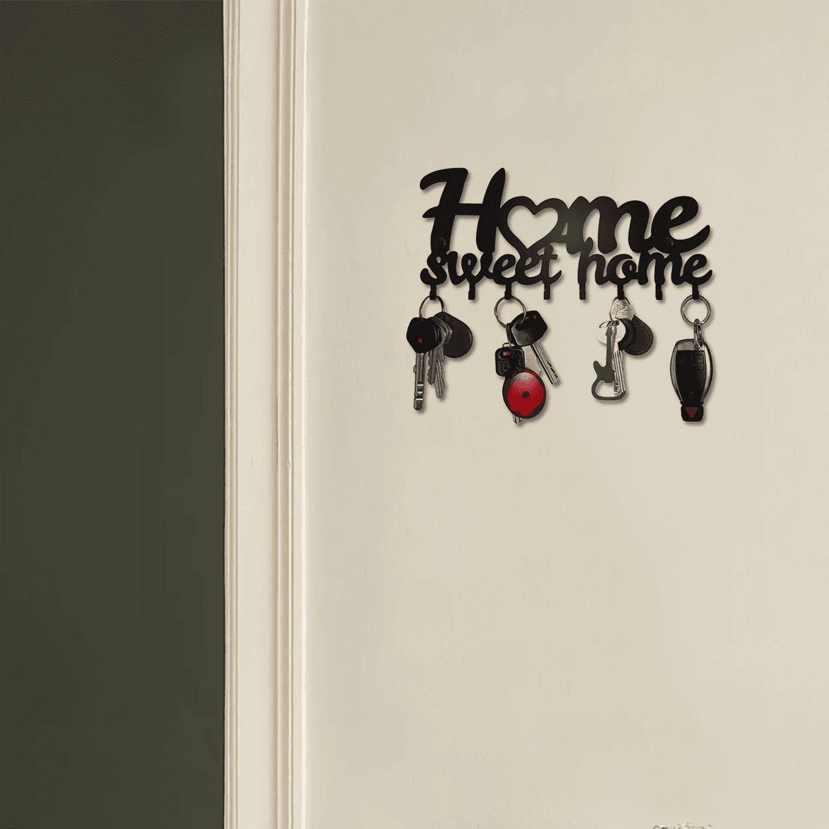 image-1pc Key Rack For Wall, Black Key Holder For Wall Decorative, Metal Wall Decor For Office, Hallway, Entryway, Key Hooks Hanging Keys