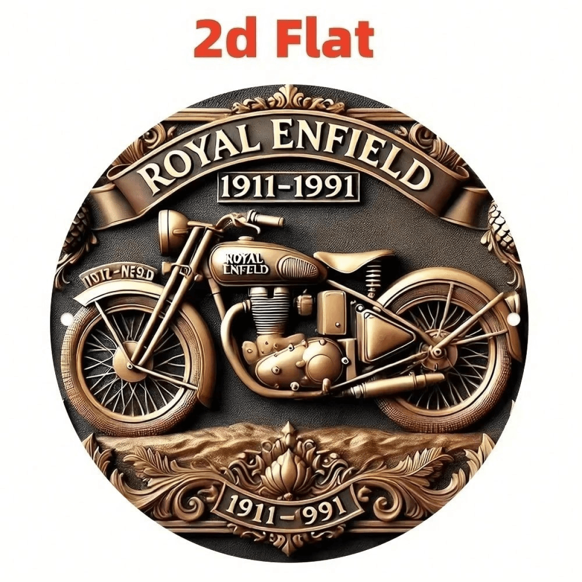 image-Vintage Metal Motorcycle Round Sign, 8" Classic Wall Decor