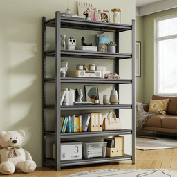 image-Garage Storage Rack 6-Tier Metal Shelves Black