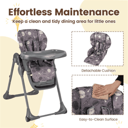 image-Adjustable Gray High Chair for Babies - 6-36 Months, Foldable, 7 Positions