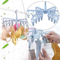 image-3600 Rotating Sock Drying Rack with 24 Clips - Space-Saving & Portable