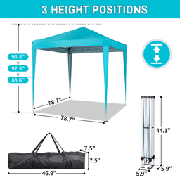 image-Waterproof Folding Tent 6.5x6.5ft 2 Doors 2 Windows Blue