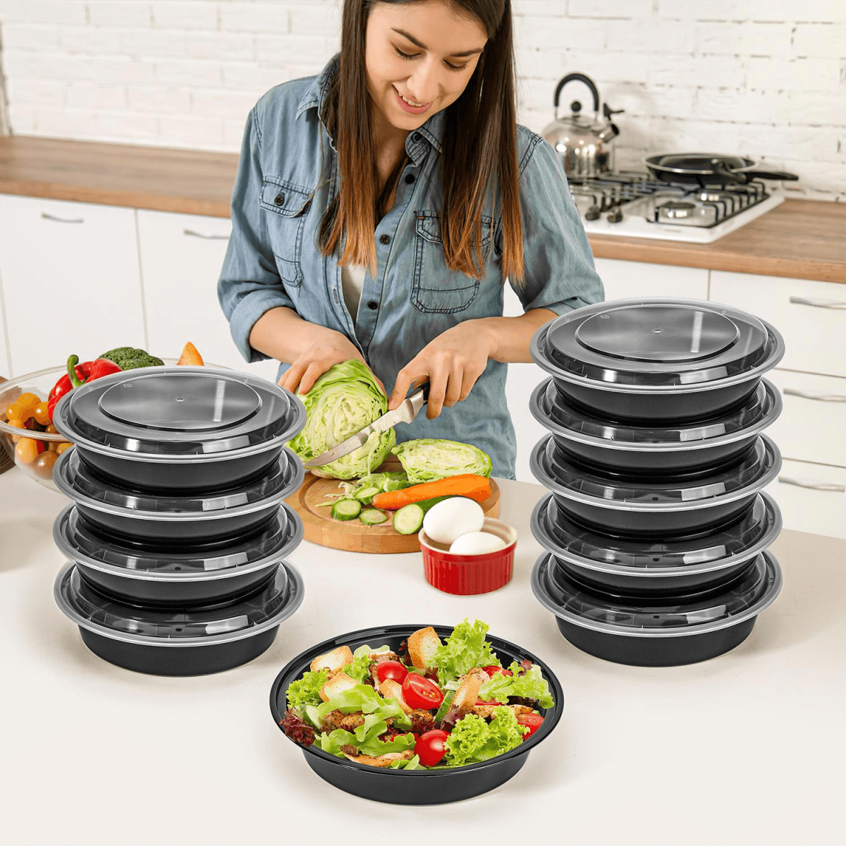 image-VINSANI 30pk ROUND 1 COMPARTMENT MEAL PREP CONTAINERS 1010494