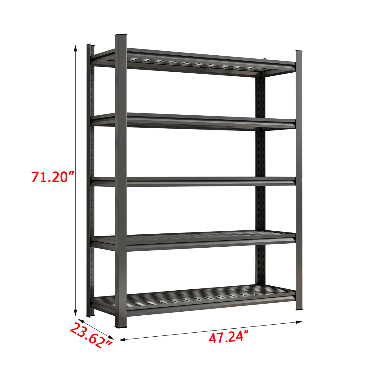 image-Garage Five Story Shelf, Capable Of Accommodating 2500 LBS, Adjustable Metal Shelf, Black, Requires Assembly, 71.2 "H x 47.24"L x 23.62 "D