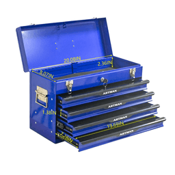 image-20" Steel Tool Box 3-Drawer - Blue Portable