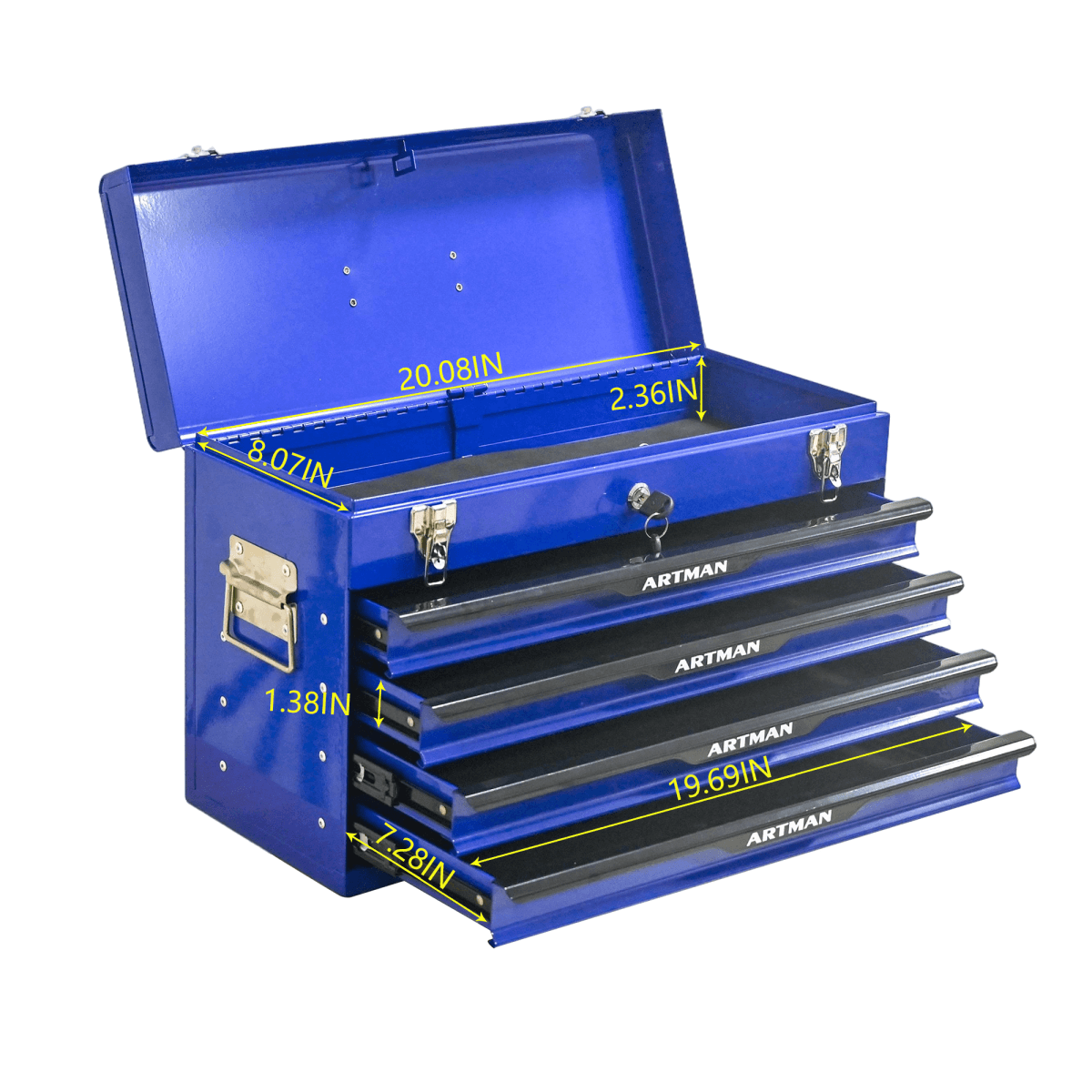 image-20" Steel Tool Box 3-Drawer - Blue Portable
