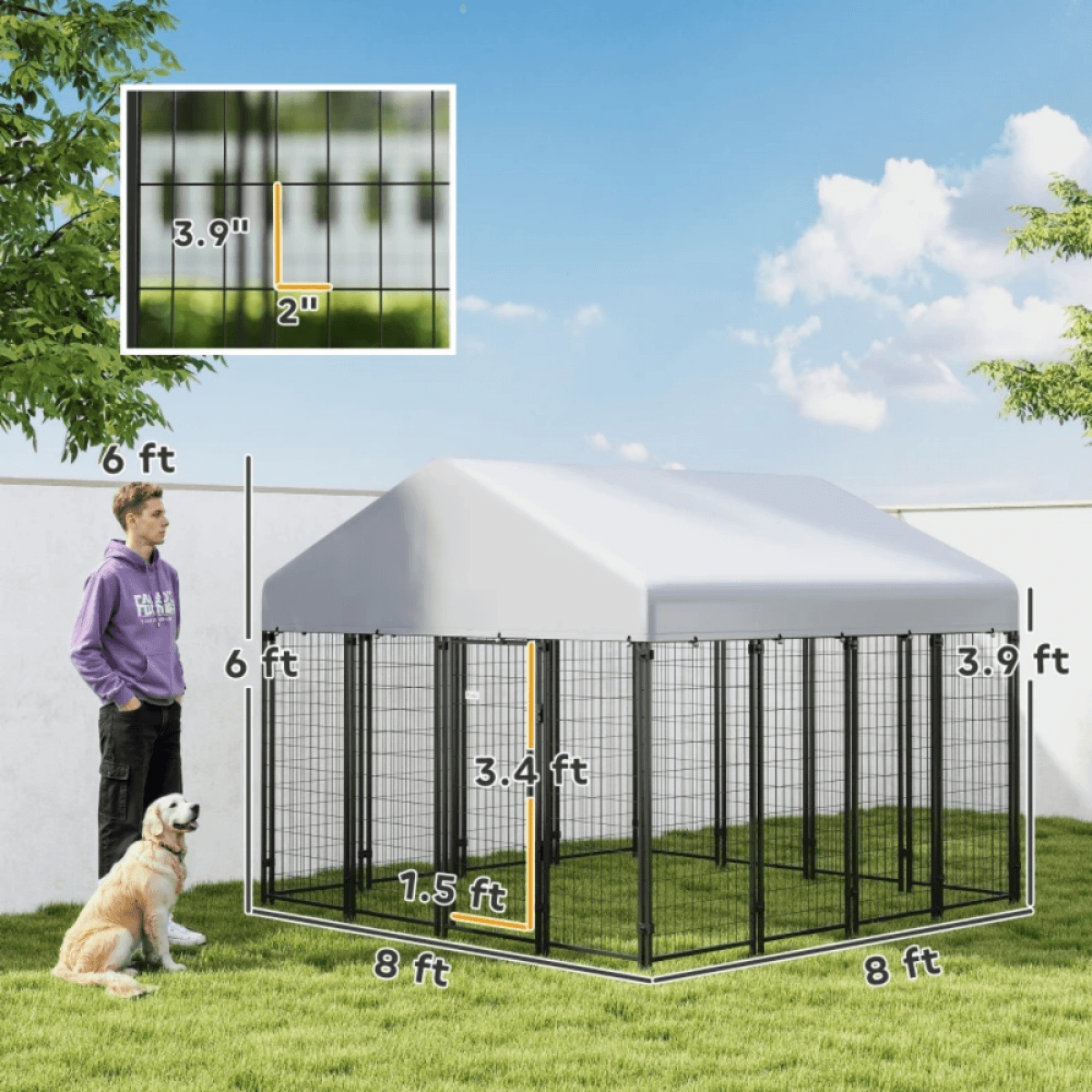 image-Dog Kennel Outdoor 8x8 Steel Large