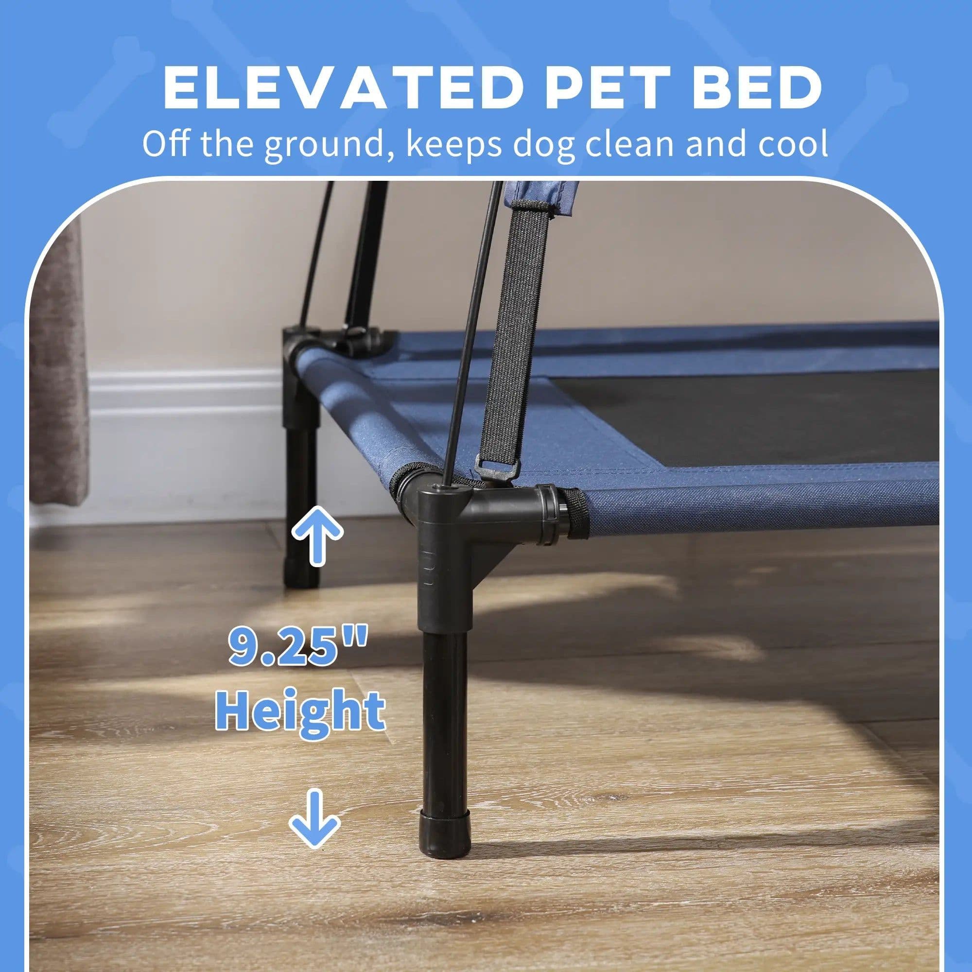 image-Dog Cot Cooling Pet Bed - Dark Blue/Black XL Size 48"L