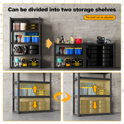 image-Heavy Duty 72"H 5-Tier Steel Garage Shelving, 3000 lbs Industrial Storage