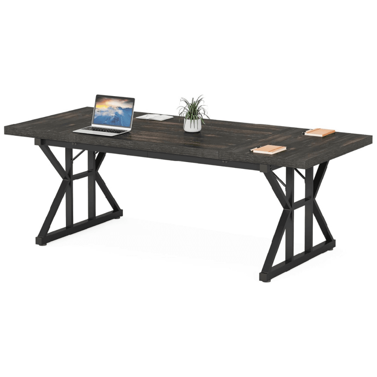 image-Conference Table - Rectangular, 6-Seat, Durable Wood, 70.86”L x 31.49”W x 29.52”H