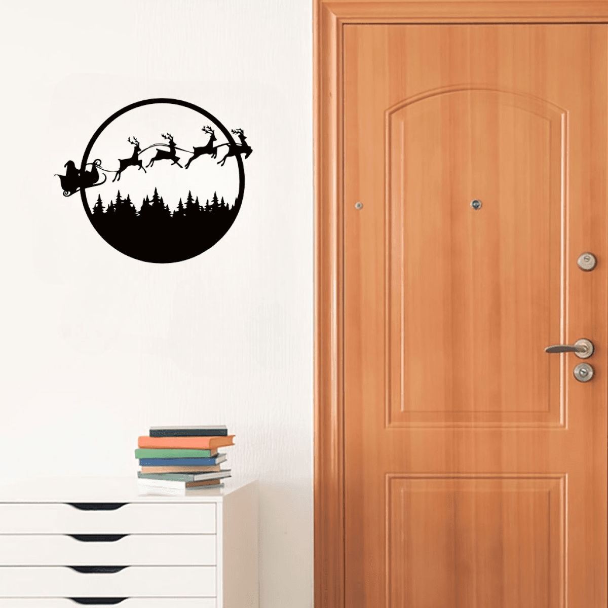 image-Halloween Christmas Reversible 24" Metal Wall Sign Decor - Dual Sided Hanging