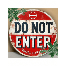 image-Vintage Do Not Enter Sign Metal Wall Decor 8" Round Garage Cafe Bar Home