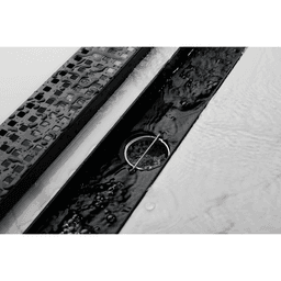 image-Linear Shower Drain 24" 304 Stainless Steel, Black with Grate, Strainer