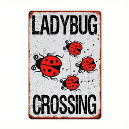 image-CIFbuy Vintage Rustic Aluminum Ladybug Sign 8x12 Inch