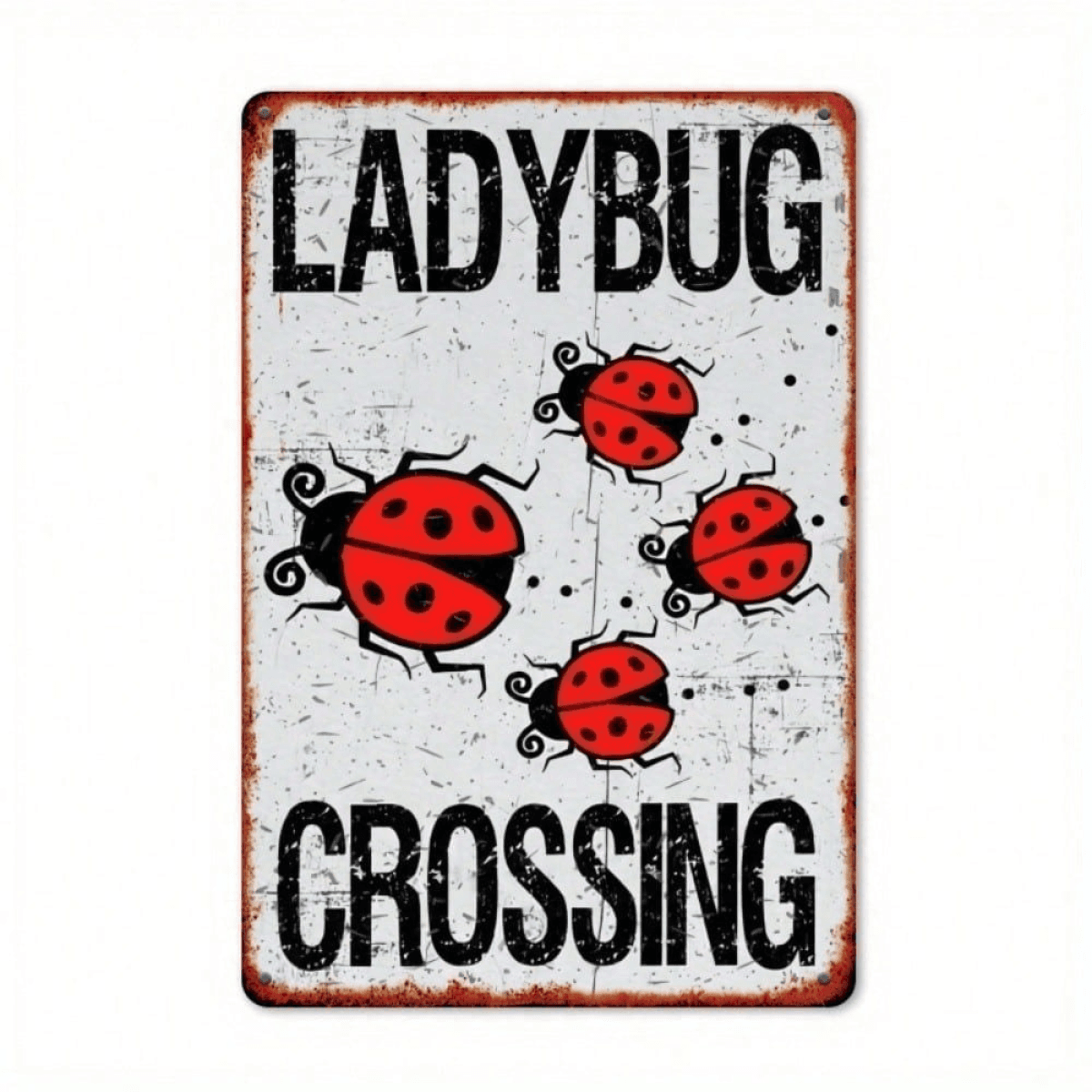 image-CIFbuy Vintage Rustic Aluminum Ladybug Sign 8x12 Inch