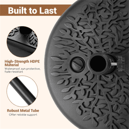 image-Refillable Half-Round Umbrella Base - 55 LBS Mixed Fill Stability, Black