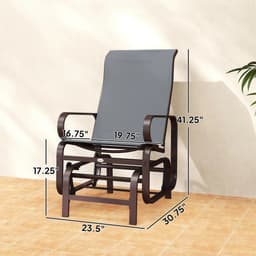 image-Gliding Lounger Chairs Set of 2 - Brown, Gray Fabric, Outdoor Patio Chairs