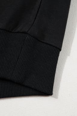 image-Black Puffy Half Sleeve Blouse with Contrast Stitches - Relaxed Fit