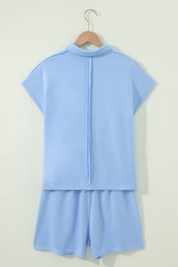 image-Banana Cream Loose Polo Tee and Shorts 2-Piece Set