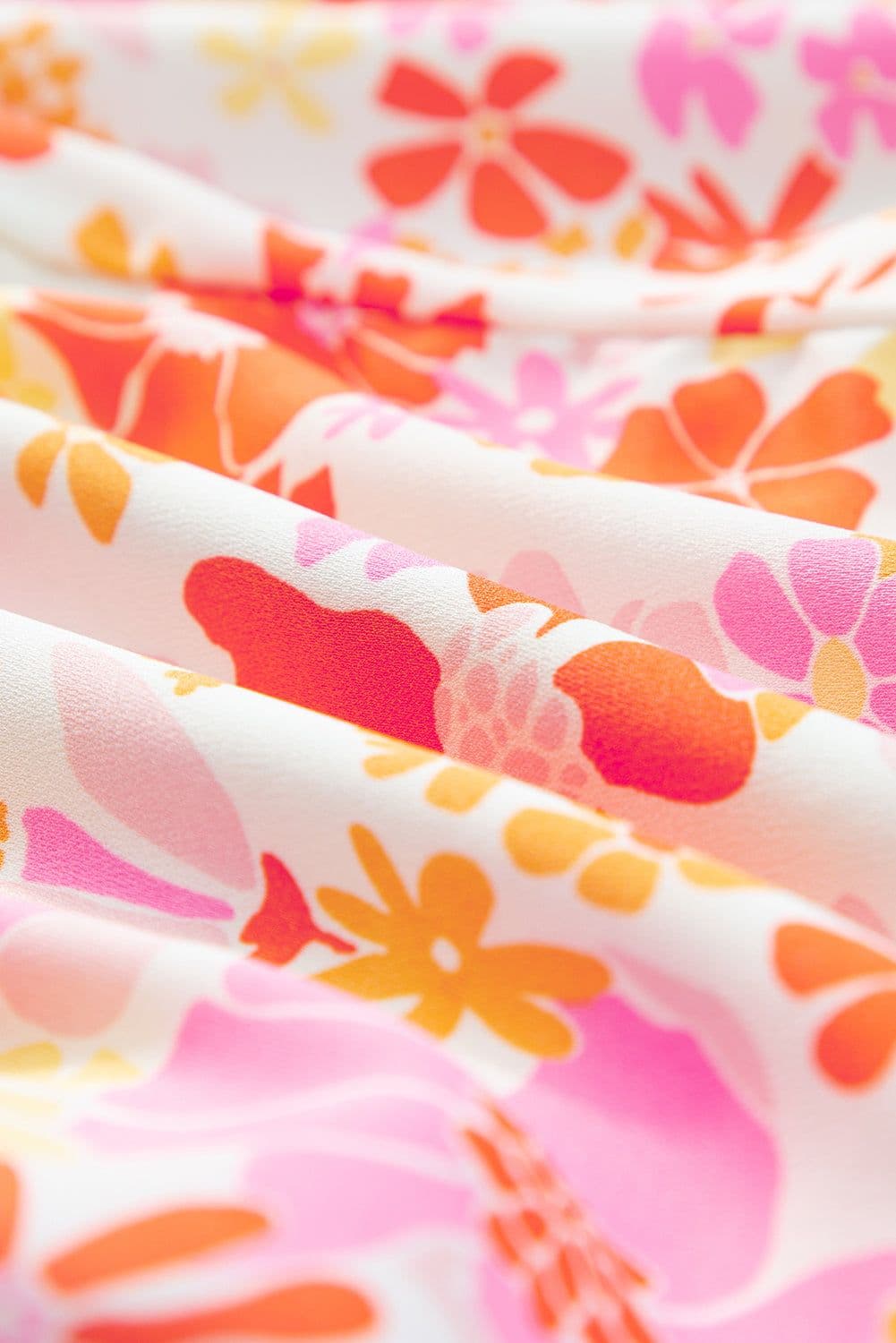 image-Pink Boho Floral Shirred High Waist Shorts