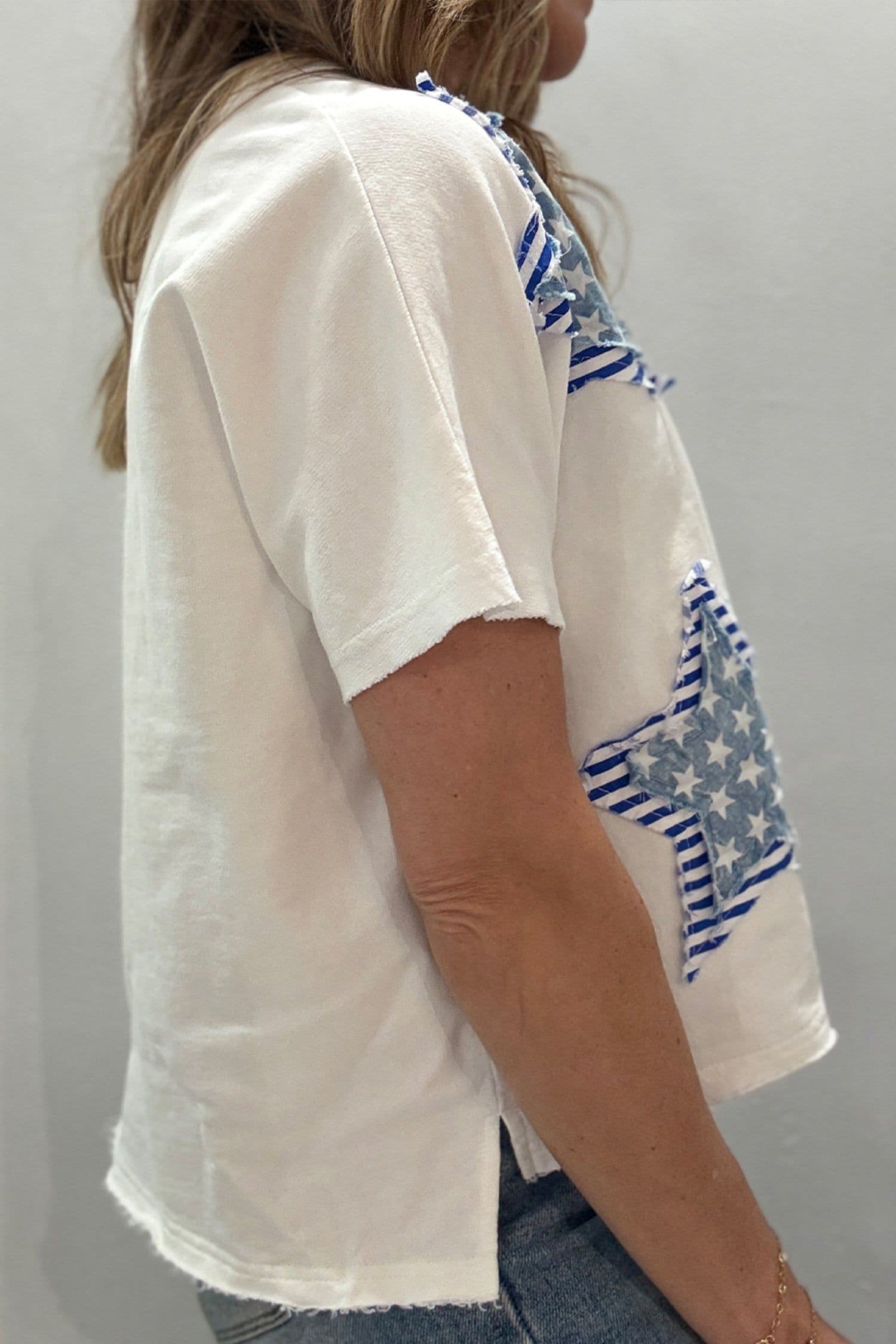 image-Sky Blue Patriot Star Patched Notched Neck Mineral Wash Tee