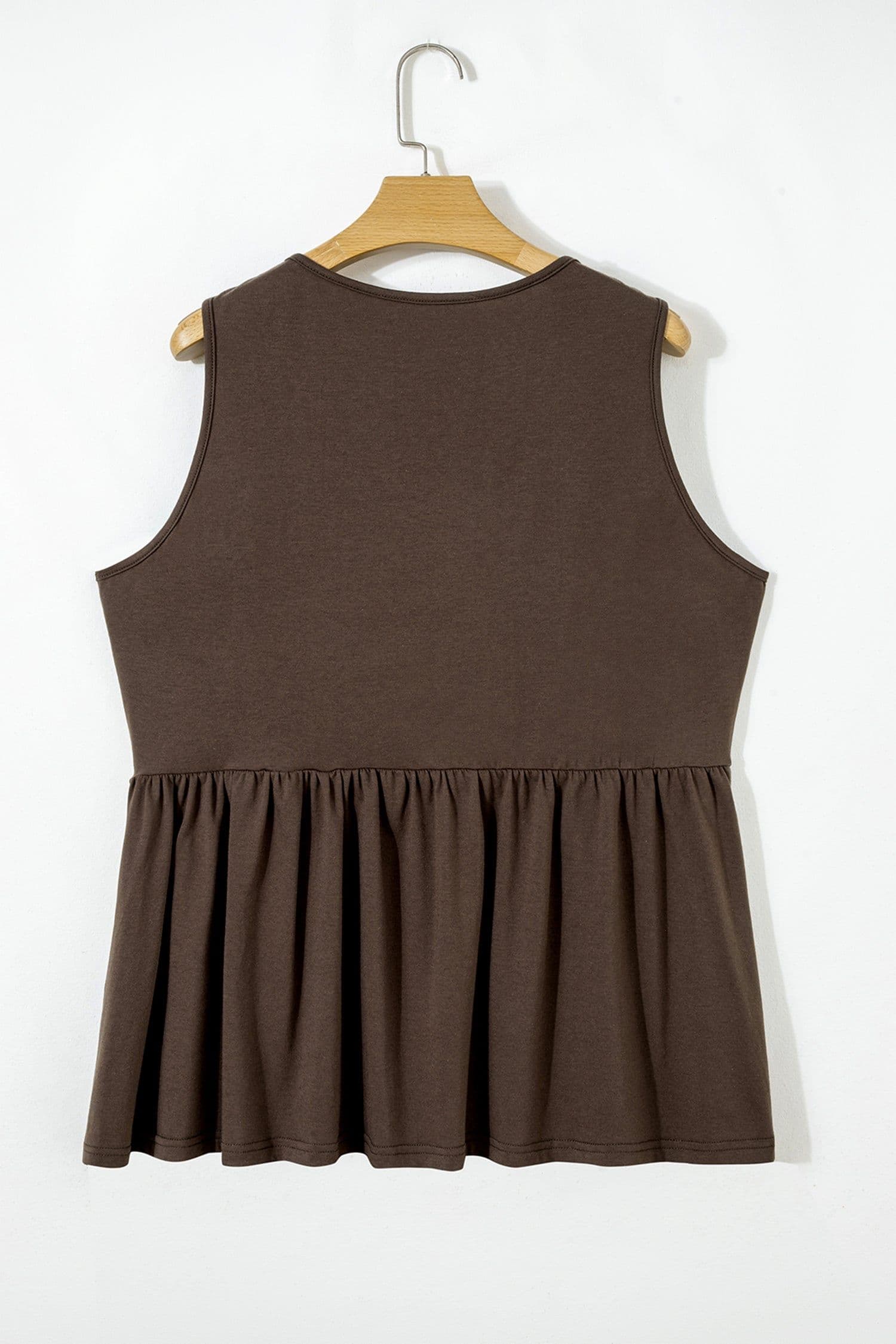 image-Coffee Plus Size Solid Color Bow Tie Peplum Tank Top