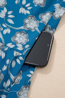 image-Blue Striped Trim Half Buttons Short Sleeve Floral Dress