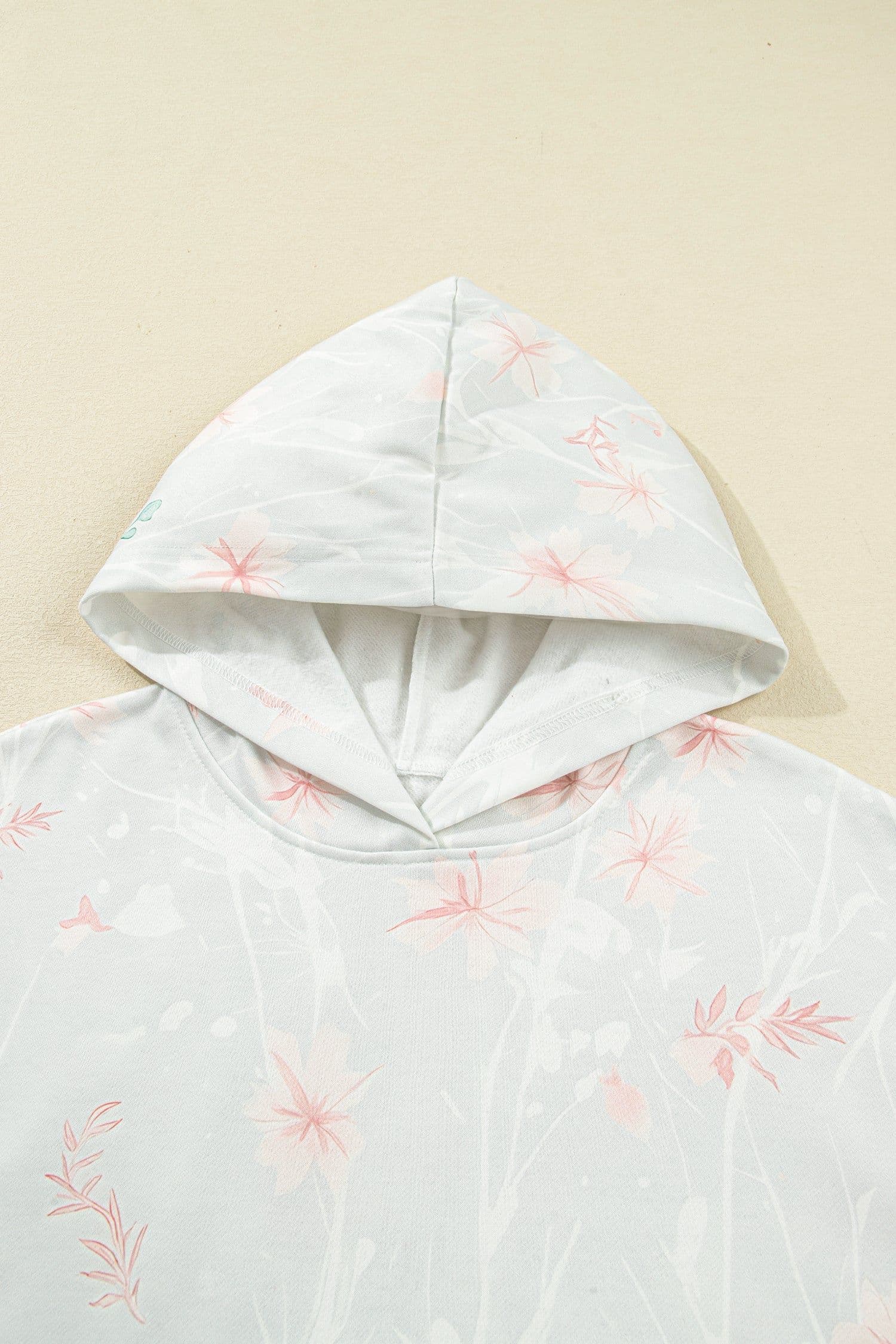image-Gray Floral Print Plus Size Loose Hoodie