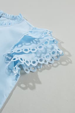 image-Beau Blue Layered Ric Rac Cap Sleeve Blouse