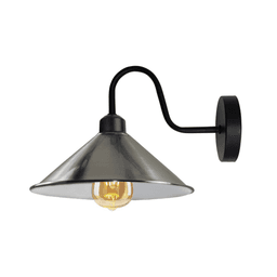 image-Satin Nickel Wall Light Fixture,Black Wall Sconce E27 Base Socket Screw Type Wall Mounted Swan Neck Cone Shape Shade