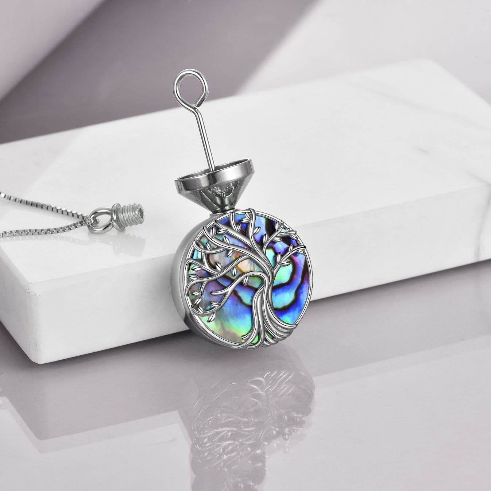image-Tree of Life Urn Necklace for Ashes Keepsake 925 Sterling Silver Pendant Necklace