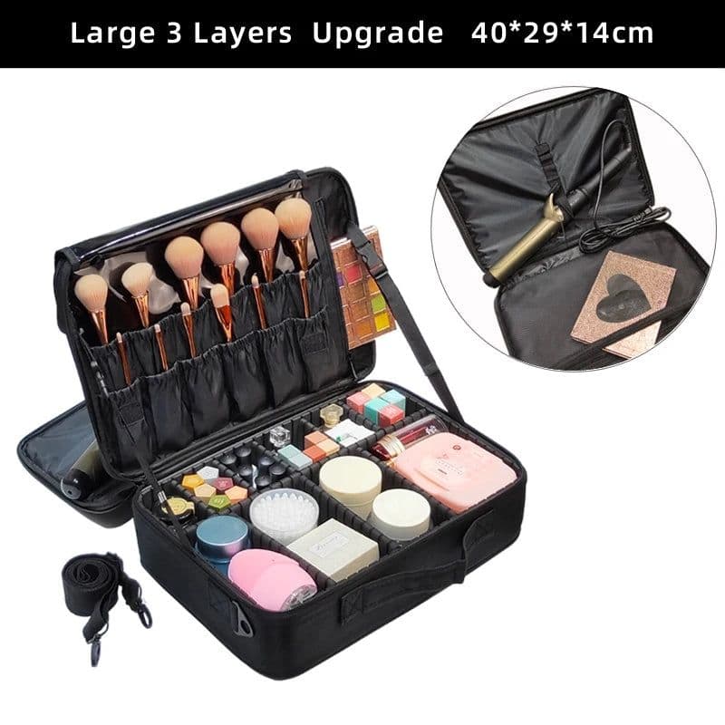 image-New Fashion Women Cosmetic Bag Travel Makeup Professional Make Up Box Cosmetics Pouch Bags Beauty Case For Makeup Artist
